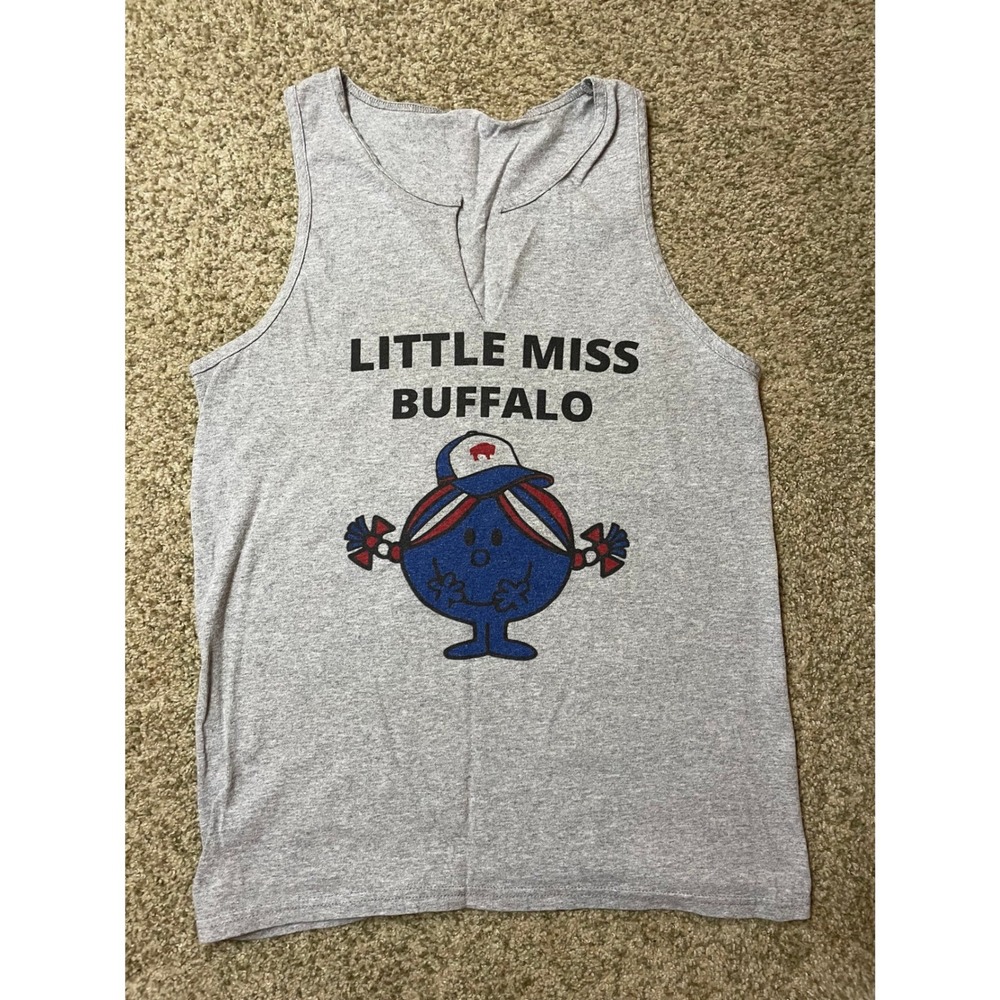 Little Miss Buffalo Graphic Tank Top Gray Game Day Bills Football Small